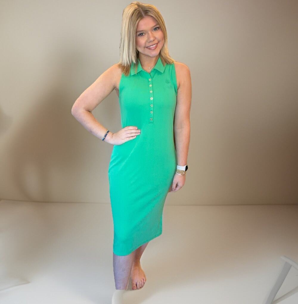 LILLY PULITZER $128 Green Reema Sleeveless Polo Shirt Dress Size M